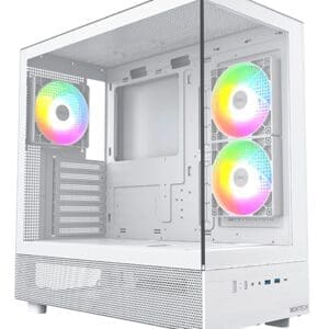 Montech XR White Mid Tower ATX Case, Tempered Glass Panels, NO PSU